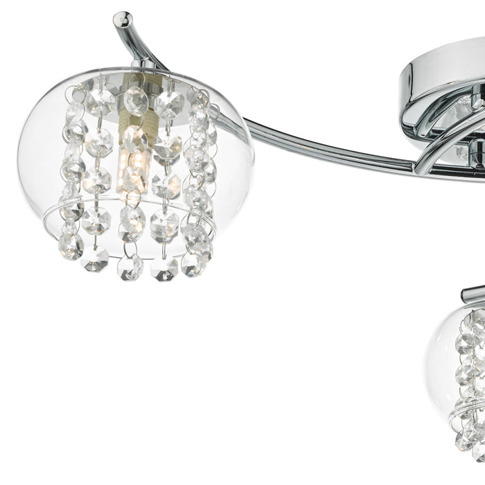 Elma 3 Light Semi Flush Polished Chrome Glass<br>Polished Chrome