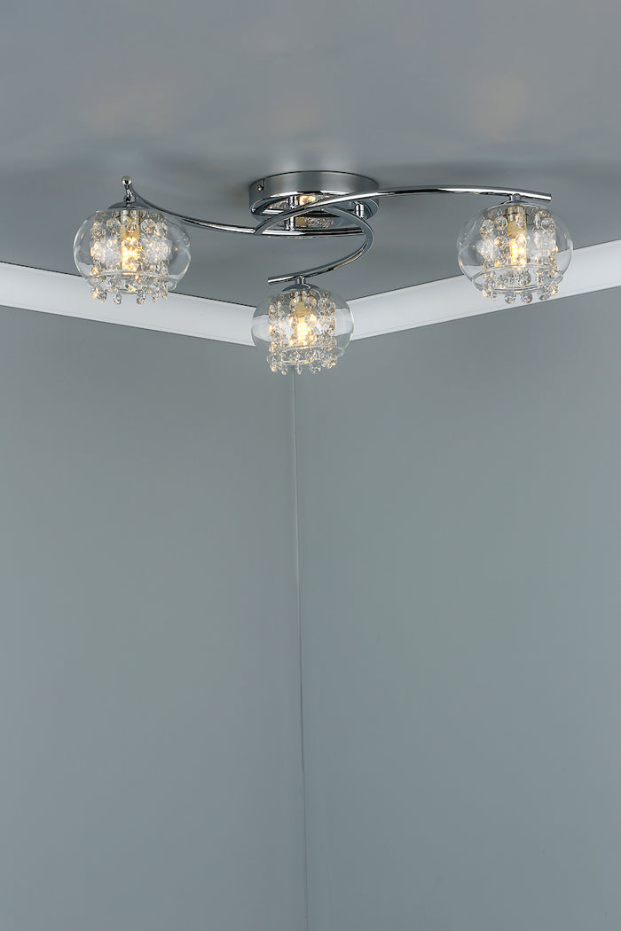 Elma 3 Light Semi Flush Polished Chrome Glass<br>Polished Chrome