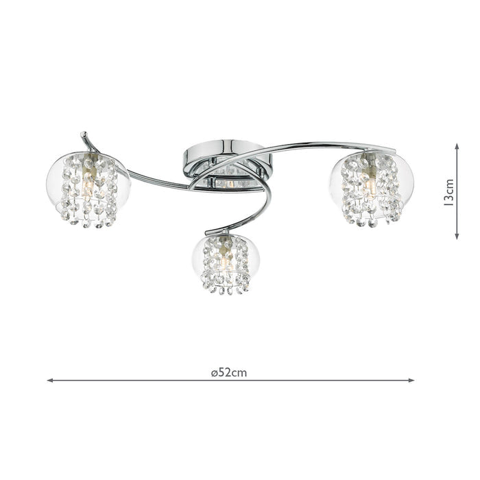 Elma 3 Light Semi Flush Polished Chrome Glass<br>Polished Chrome