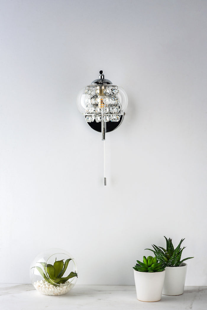 Elma Wall Light Polished Chrome & Glass<br>Polished Chrome