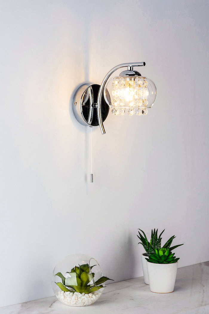 Elma Wall Light Polished Chrome & Glass<br>Polished Chrome
