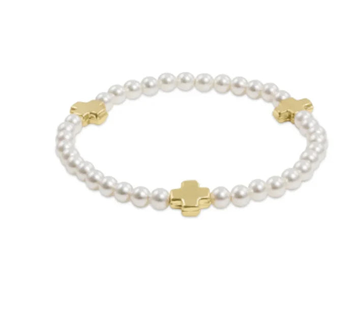 enewton: Signature Cross Pearl Pattern 4mm - Gold - B Social Boutique