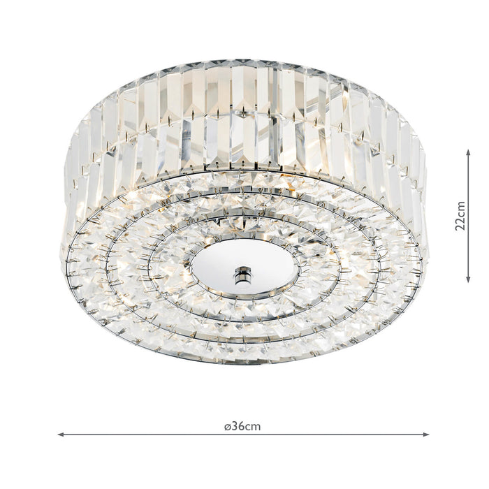 Errol Crystal Semi Flush Fitting Polished Chrome<br>Crystal