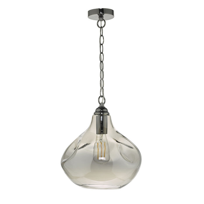 Esarosa 1 Light Pendant Black Chrome And Smoked Glass<br>Smoked Glass