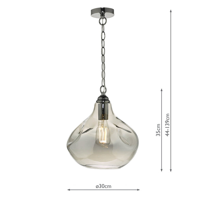 Esarosa 1 Light Pendant Black Chrome And Smoked Glass<br>Smoked Glass