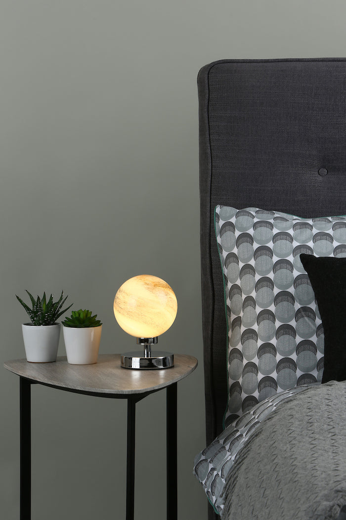 Esben Touch Table Lamp Polished Chrome With Planet Glass<br>Polished Chrome