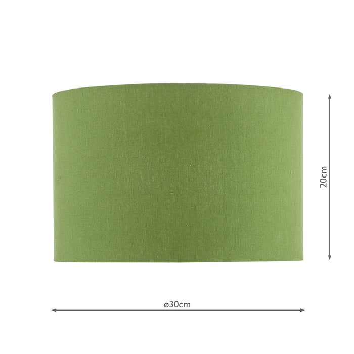 Etzel Green Linen Drum Shade 30cm<br>Green
