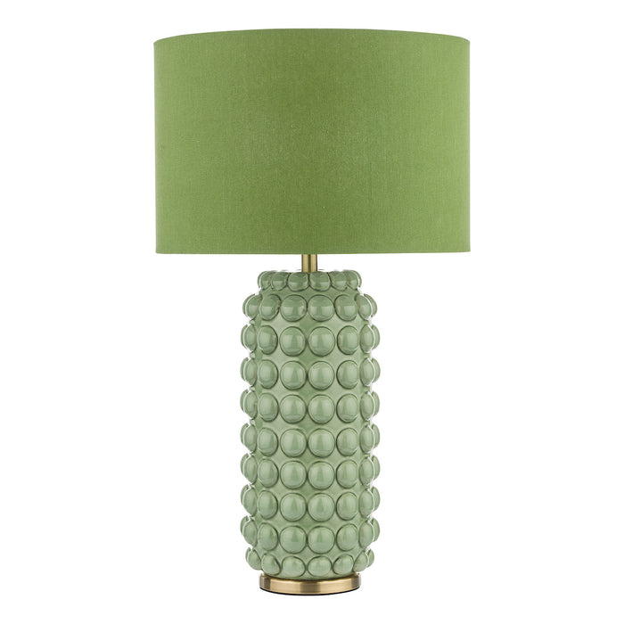 Etzel Table Lamp Green Satin Brass With Shade <br>Green