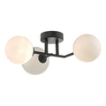 Euan 3 Light Wall/Flush Light Black & Opal Glass<br>Matt Black