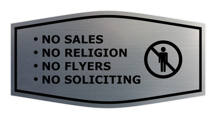 Fancy No Sales, No Religion, No Flyers, No Soliciting Wall or Door Sign