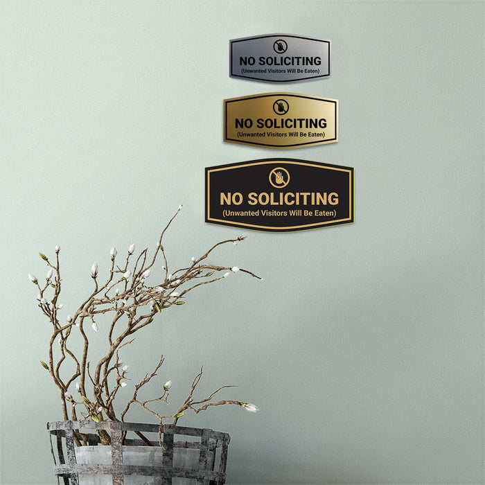 Fancy No Soliciting (Unwanted Visitors Will Be Eaten) Wall or Door Sign