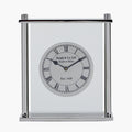 Freestanding Silver and Glass Table Clock