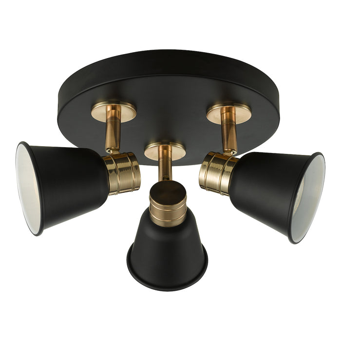 Fry 3 Light Plate Spotlight Black & Rose Gold<br>Matt Black