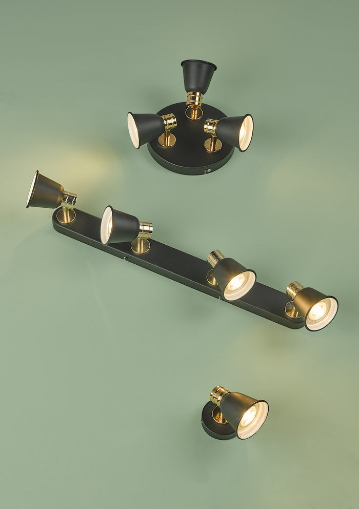 Fry 3 Light Plate Spotlight Black & Rose Gold<br>Matt Black