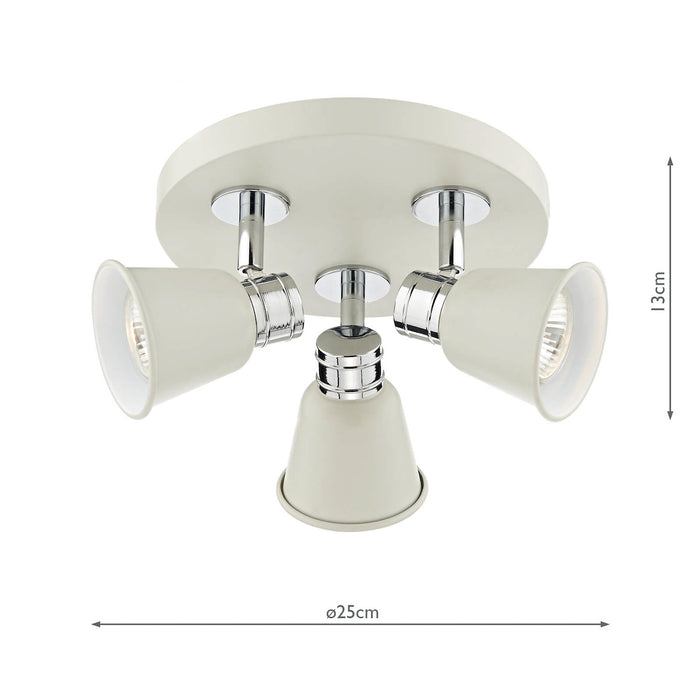 Fry 3 Light Plate Spotlight Cream Polished ChromeMatt Cream