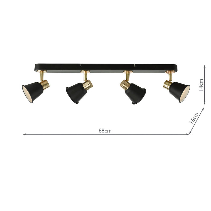 Fry 4 Light Bar Spotlight Black & Rose Gold<br>Matt Black