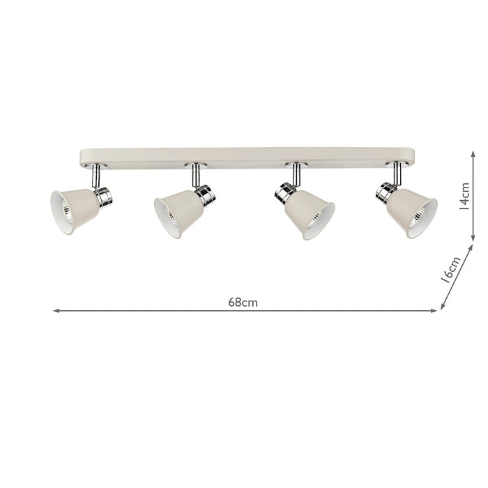 Fry 4 Light Bar Spotlight Cream Polished Chrome<br>Matt Cream