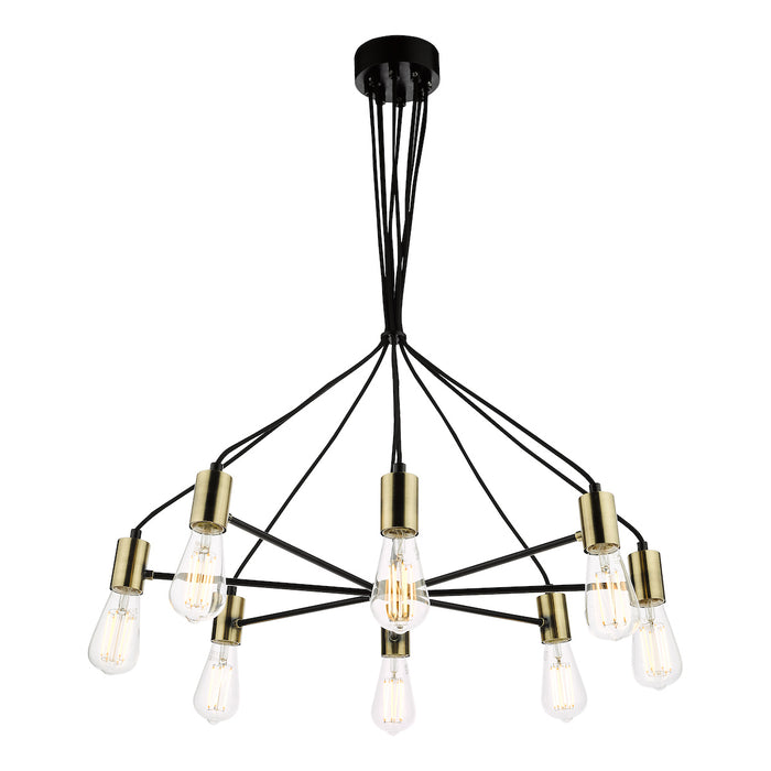 Gabriel 8 Light Pendant Satin Black Antique Gold<br>Satin Black