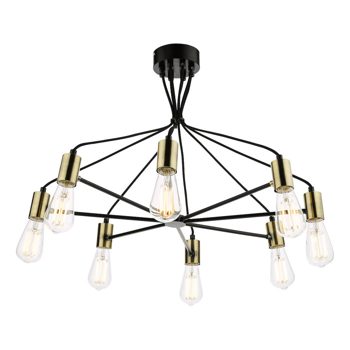 Gabriel 8 Light Pendant Satin Black Antique Gold<br>Satin Black