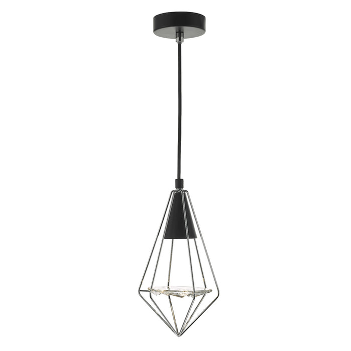 Gianni 1 Light Pendant Black, Polished Chrome & Glass<br>Matt Black