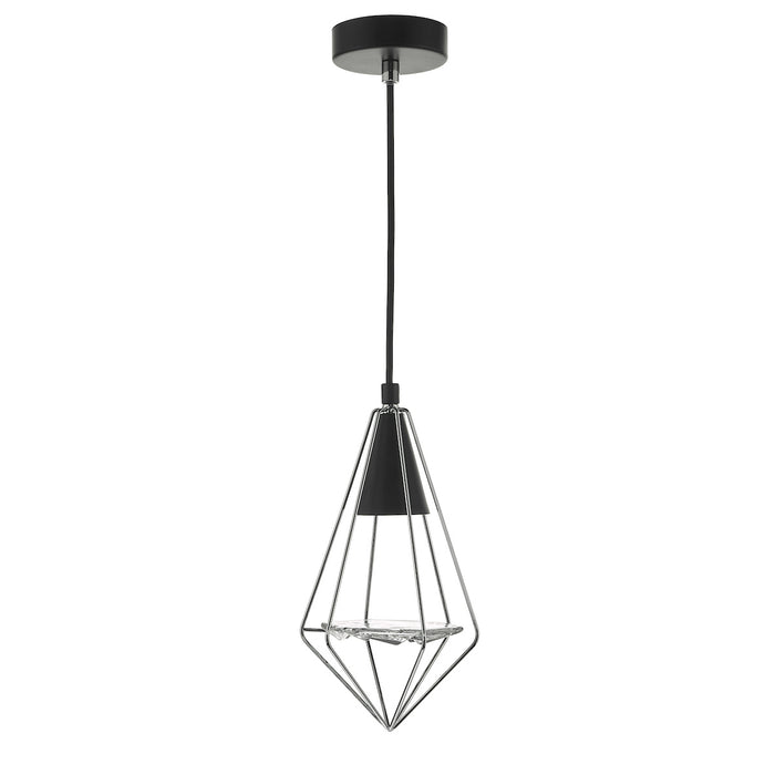Gianni 1 Light Pendant Black, Polished Chrome & Glass<br>Matt Black