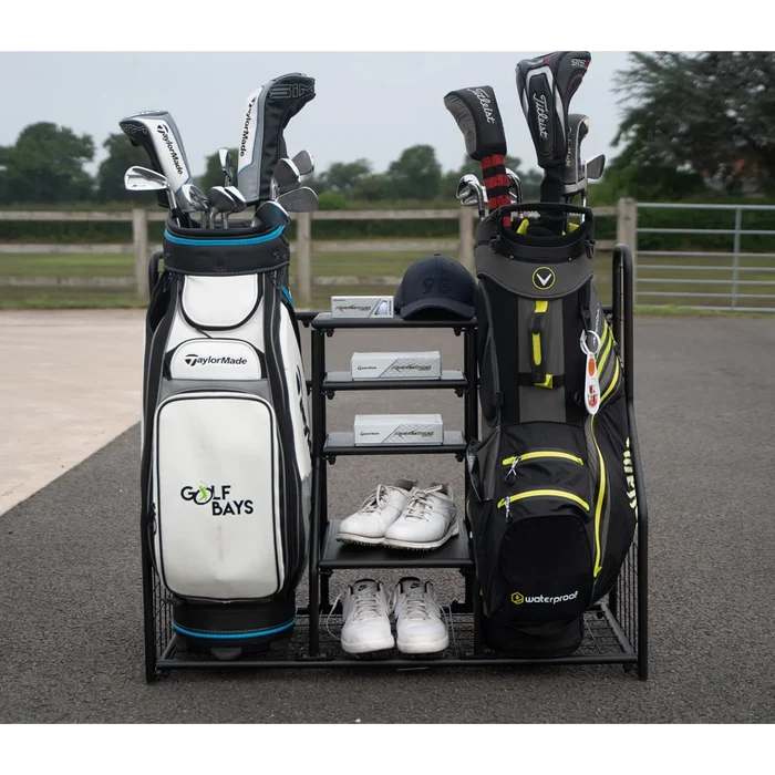 GolfBays Dual Bag Display Storage Organiser Black color