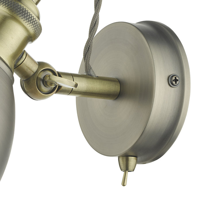 Governor Single Wall Spotlight Antique Chrome & Brass<br>Antique Chrome