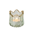 Grand Illusions - Decorative Glass T-Light Holder w/ Gold Trim