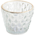 Grand Illusions - Tealight Holder Pressed Diamond w/ Gold Rim