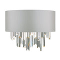 Halle 2 Light Wall Light Grey Shade & Crystal<br>Grey