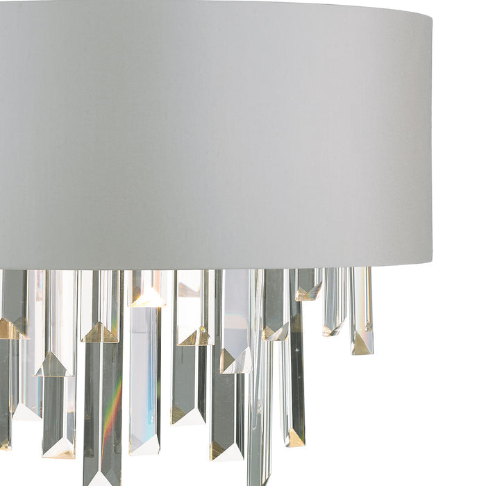 Halle 2 Light Wall Light Grey Shade & Crystal<br>Grey