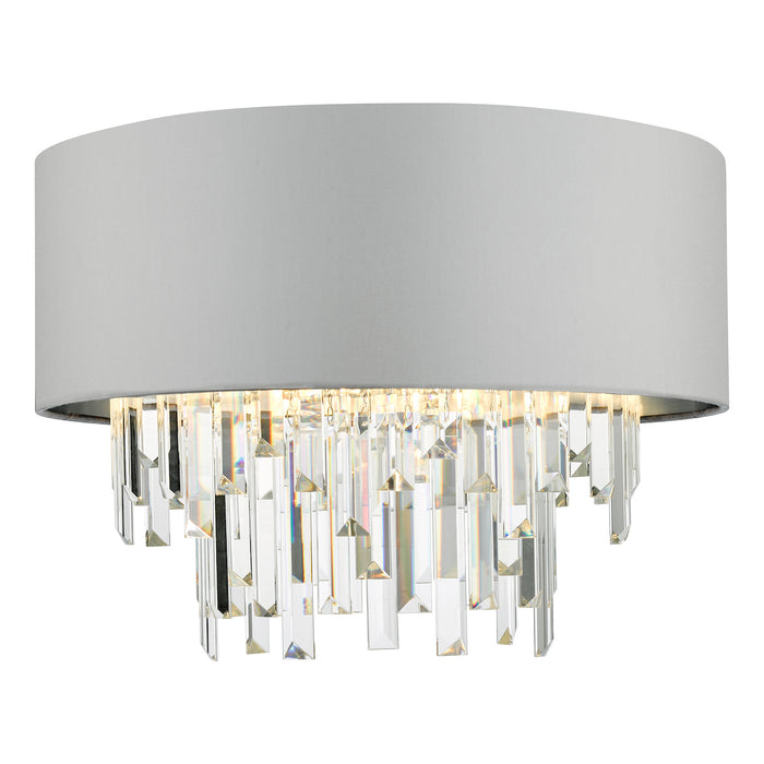 Halle 4 Light Flush Grey Shade Crystal<br>Grey