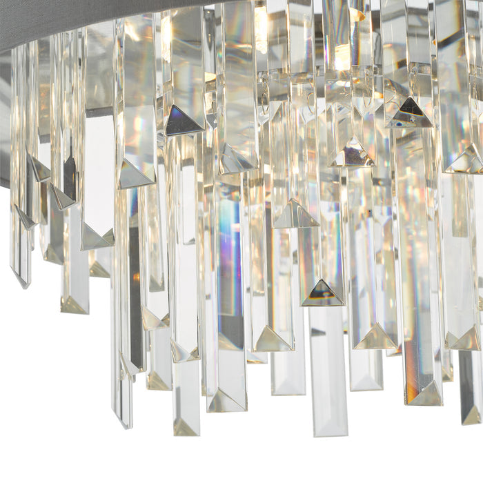 Halle 4 Light Flush Grey Shade Crystal<br>Grey