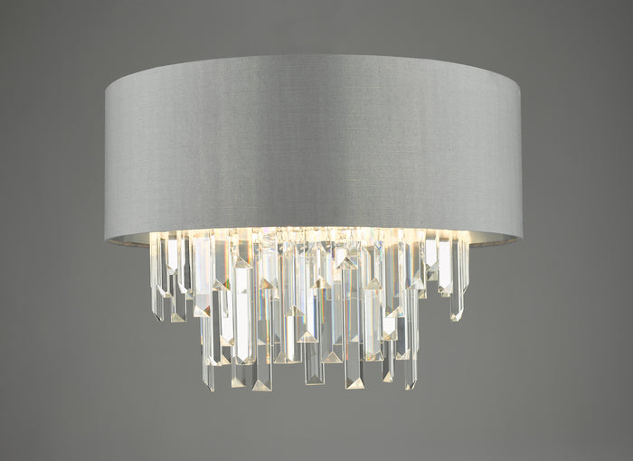 Halle 4 Light Flush Grey Shade Crystal<br>Grey