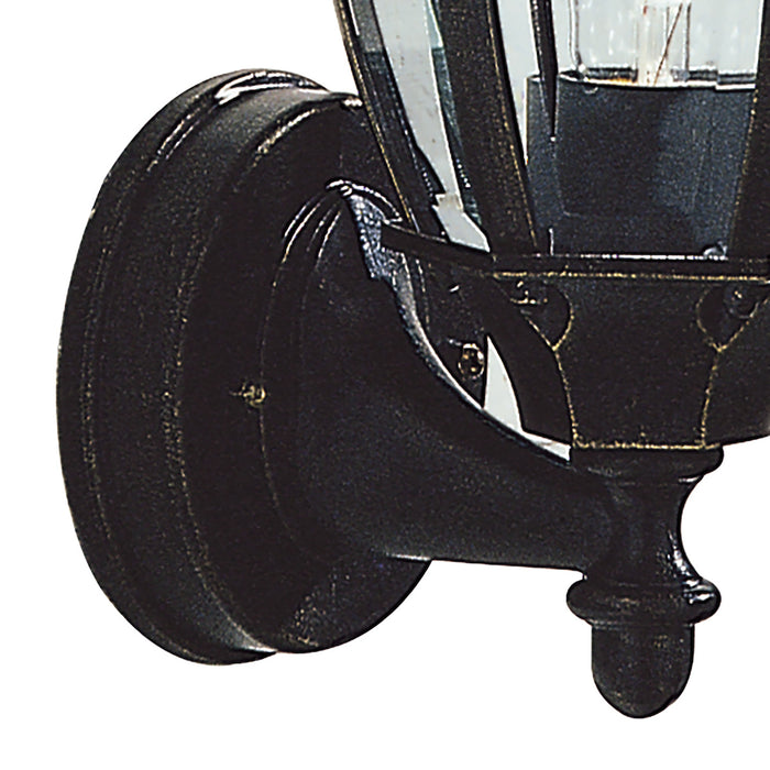 Hambro Outdoor Wall Light Black/Gold Glass IP43<br>Matt Black Gold