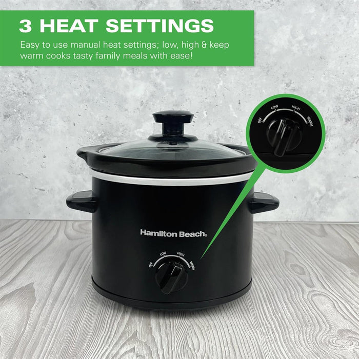 Hamilton Beach HBSC020B The Mighty Mini 1.8L Slow Cooker - Black