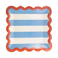 Add a touch of Americana to your picnic with our Hamptons Stripes 9" Ric Rac Edge Plate. The chambray stripes give a classic yet playful vibe, perfect for outdoor gatherings. Get ready to feast in style! (Not guaranteed to make your potato salad taste better, but we're pretty confident it will.)

Details:

8 scalloped square paper plates
9" x 9"