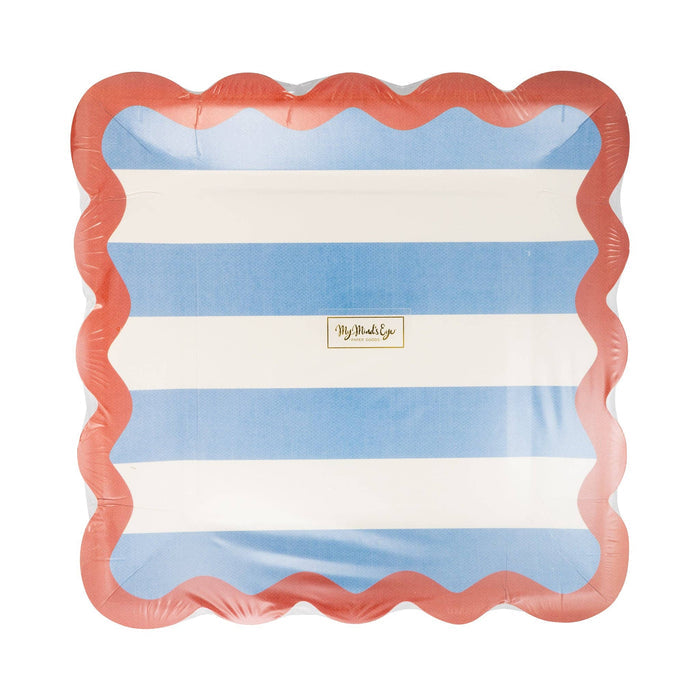 Hamptons Stripes Ric Rac Trim Paper Plate