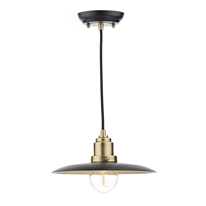 Hannover 1 Light Pendant Black Antique Brass<br>Black