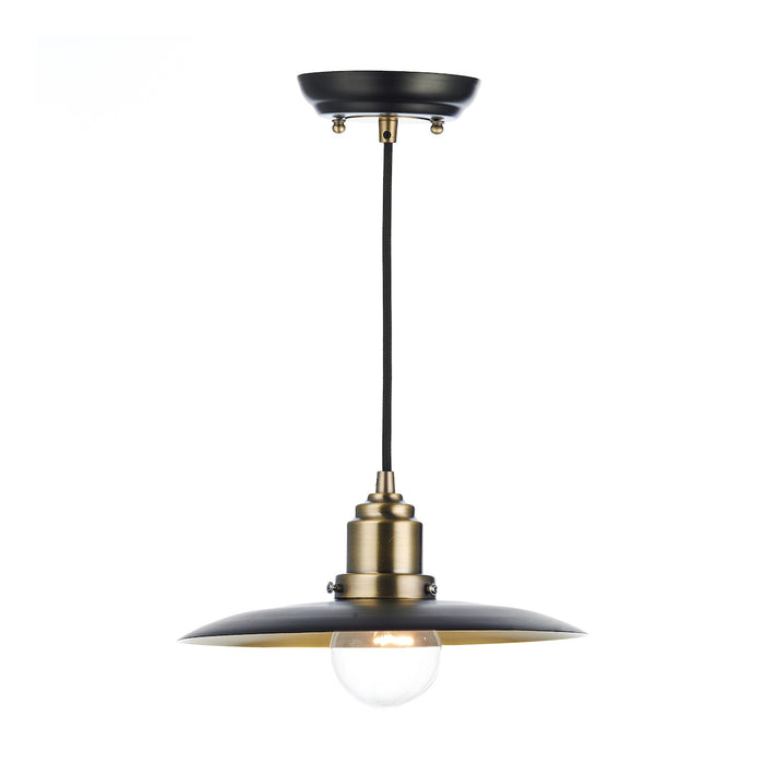 Hannover 1 Light Pendant Black Antique Brass<br>Black
