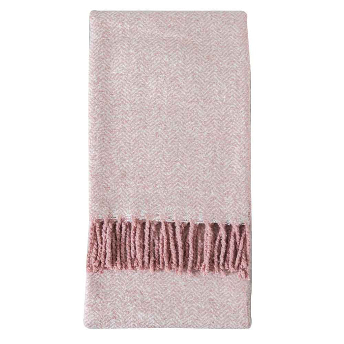 Herringbone Faux Mohair Throw Blush
