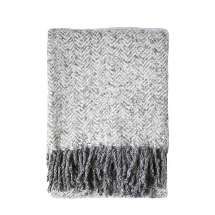 Herringbone Faux Mohair Throw Grey