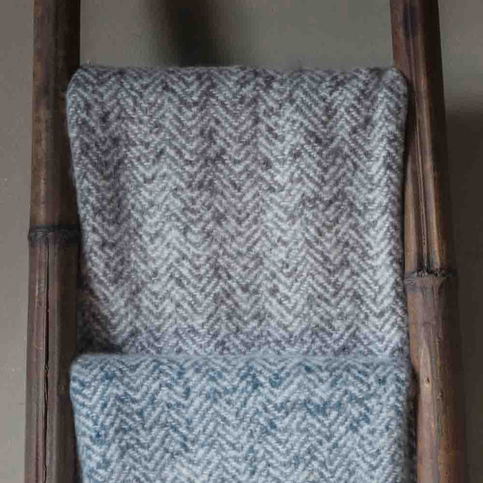 Herringbone Faux Mohair Throw Grey