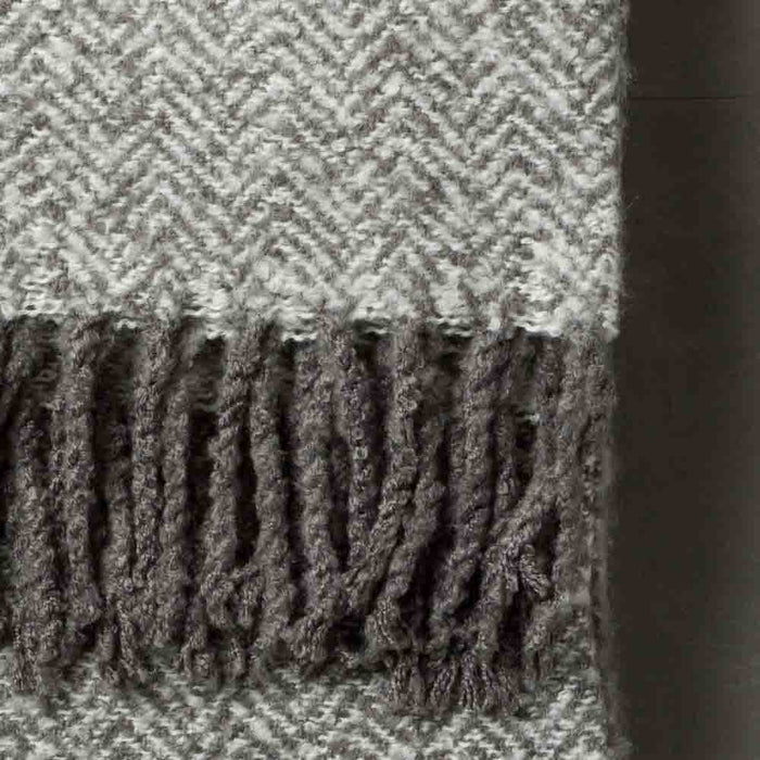 Herringbone Faux Mohair Throw Grey