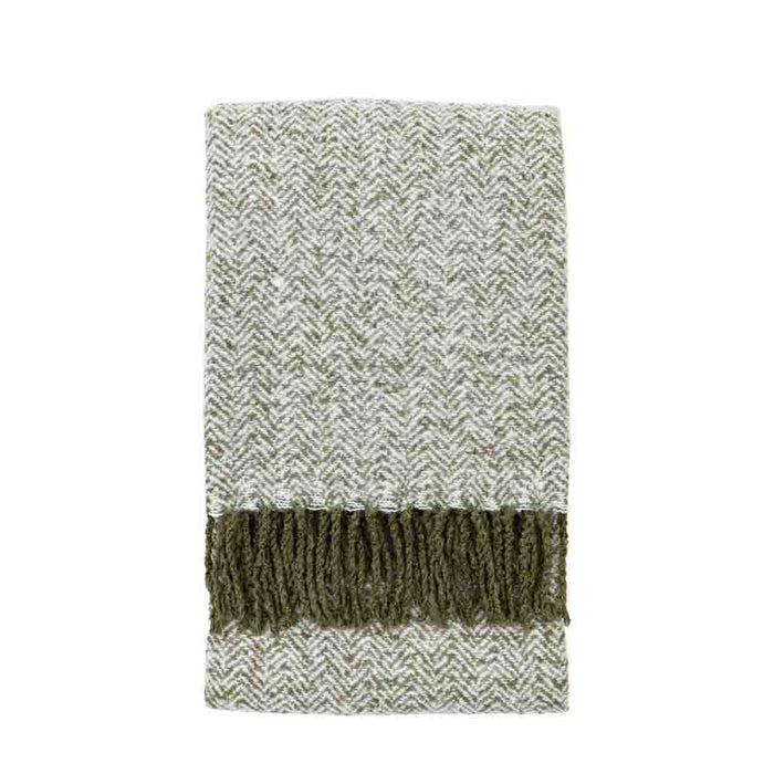 Herringbone Faux Mohair Throw Olive