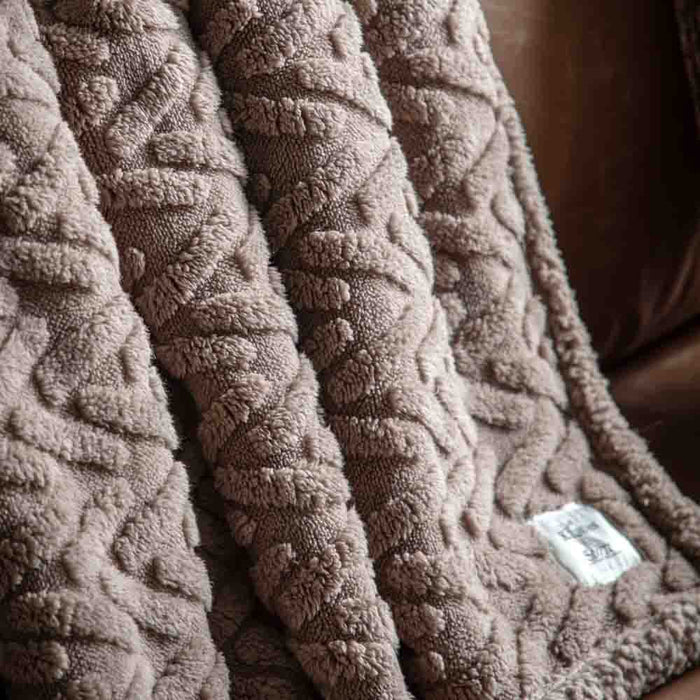 Herringbone Sherpa Throw Taupe