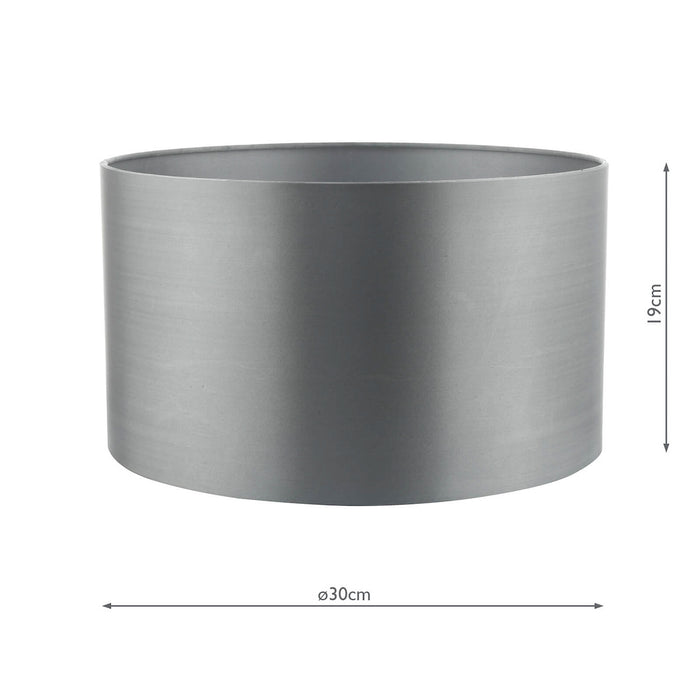 Hilda Grey Faux Silk Drum Shade 30cm<br>Grey