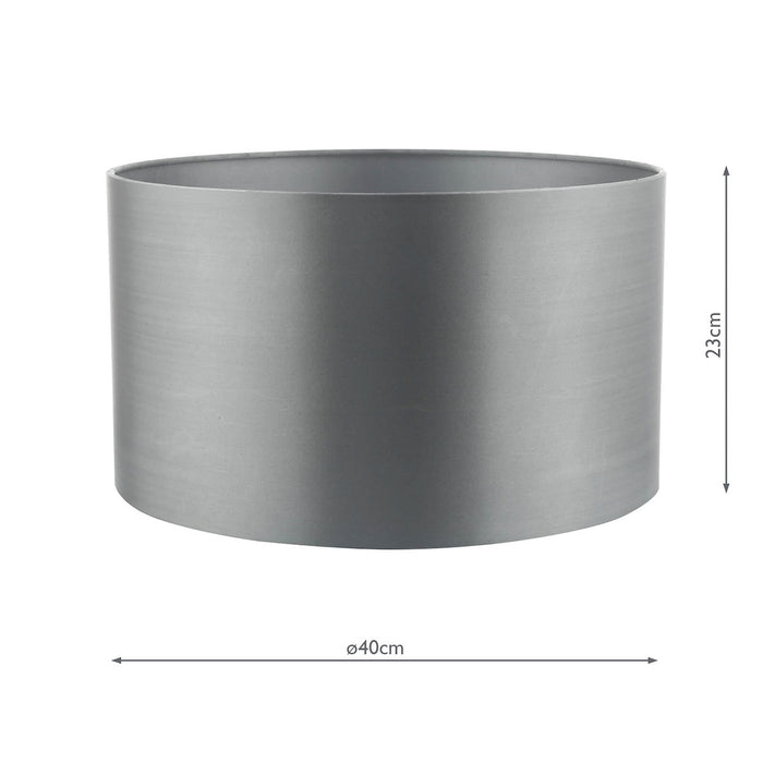 Hilda Grey Faux Silk Drum Shade 40cm<br>Grey