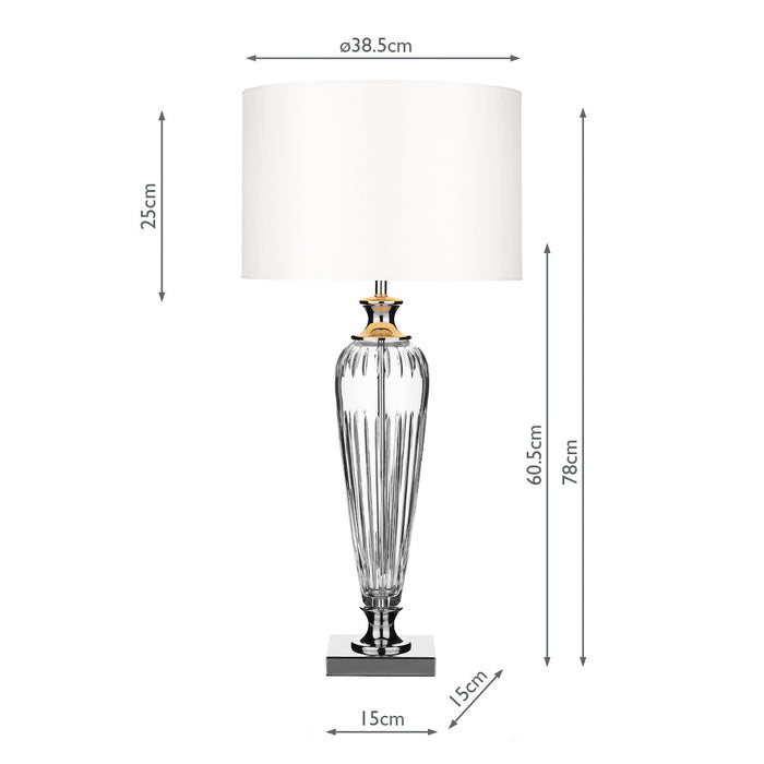 Hinton Table Lamp Polished Chrome Crystal With Shade <br>Crystal