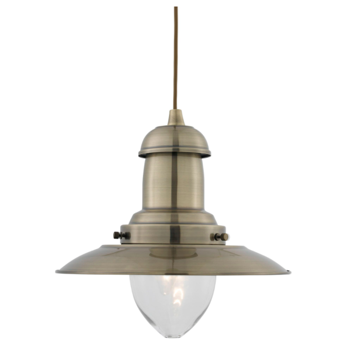 Hooded Dome Antique Brass Ceiling Pendant